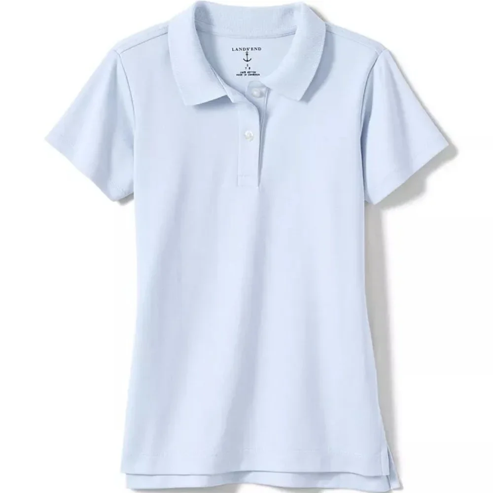 Lands' End Short Sleeve Light Blue Interlock Polo Shirt / NWOT